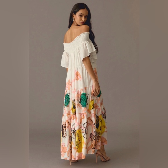 Anthropologie Maeve Pia Binazzi Tiered Off The Shoulder Dress in Novelty - SMALL - Picture 8 of 16
